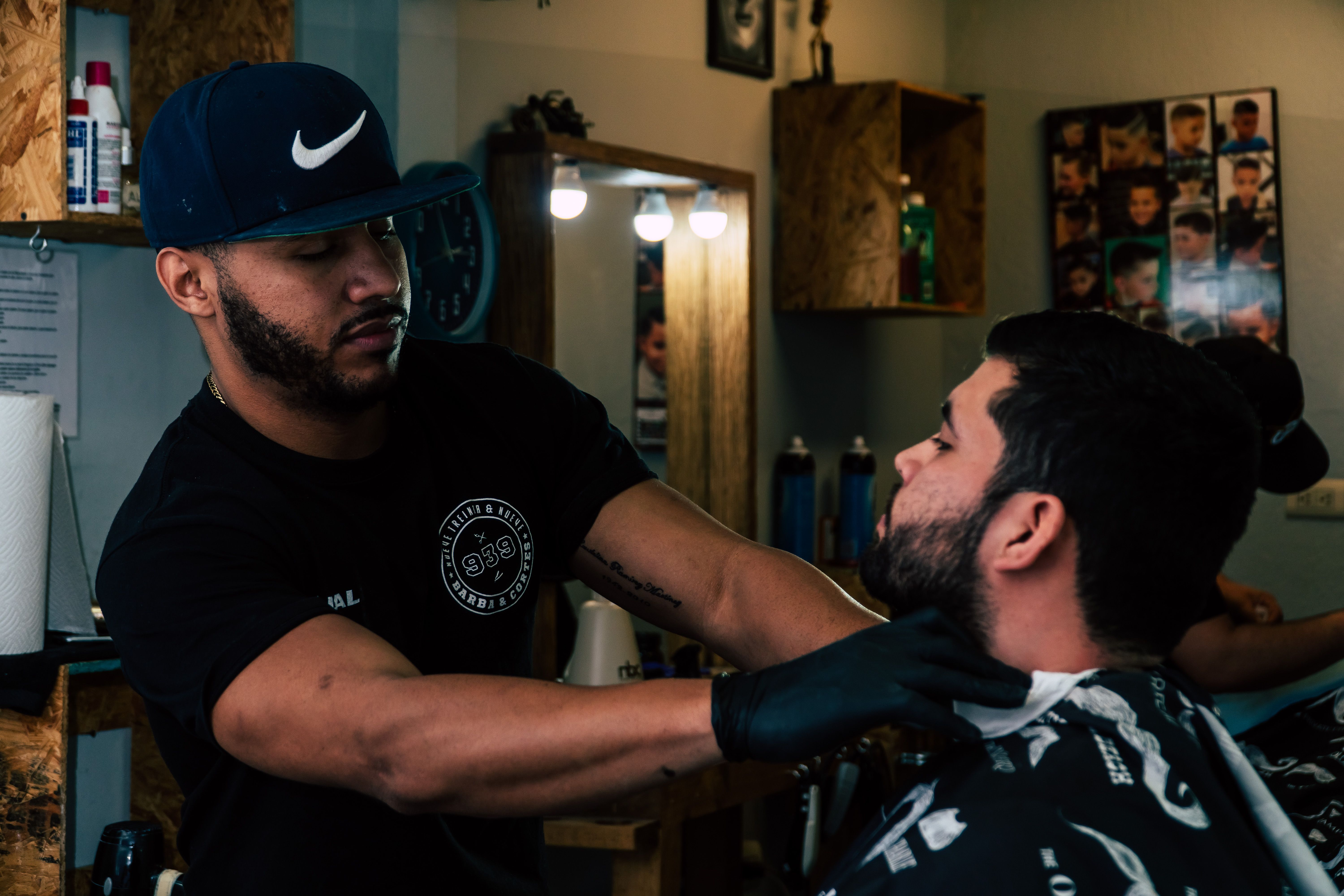 Professional barber at work